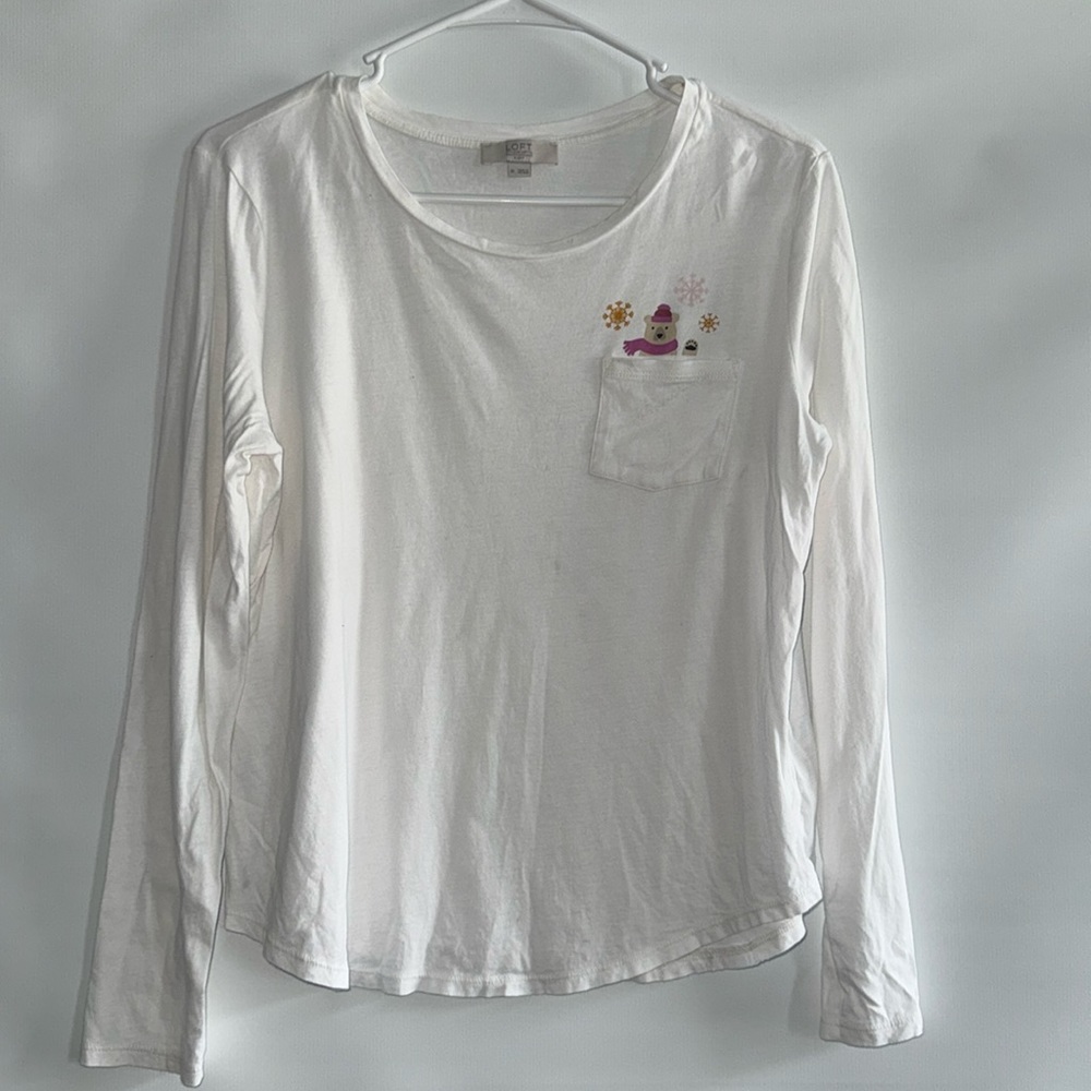 Loft sleep white long sleeve top